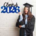 Class of 2026 Wooden Sign Blue Graduation Party Decorations 2026 Graduation Photo Booth Prop for Senior Gradua Party