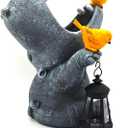 Large Hippo Statues with Solar Lantern and Bird Hippo Planter Flowers Vase for Fresh/Artificial Solar Garden Statue Bird Statue Christmas Hippo Decor Gifts