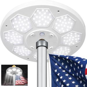 Flagpole Light Solar Powered, 6 Updated Ultra Bright 160 LED for 15-25 Ft Poles, 15 Hour Dusk to Dawn Auto On/Off, Aurora Lighting