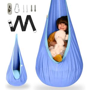 OUTREE Kids Pod Swing Seat, Cotton Child Hammock Swing Chair, Sensory Swing for Indoor and Outdoor Use, Macaron Light Purple