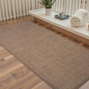 Large Bathroom Rugs Runner Bathroom Mat Quick Dry, Non Slip Bath Mat, Machine Washable Rugs 17"x 47", Camel, Thin Bath Mat Fit Under Door (Dark Beige)