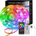150FT Smart LED Strip Lights (2 Rolls of 75ft), RGB Strip Lights Sync to Music with 40 Key Remote Controller LED Lights for Bedroom,Christmas Lights decration (Multi-Colored, 150FT)