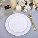 U-QE 100 Pieces White Plastic Plates - Premium White Disposable Plates for Wedding and Party Use Including 50PCS 9 '' Dinner Plate & 50PCS 6.5 '' Dessert Plate