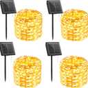 Solar String Lights Outdoor Waterproof, 4 Packs Total 132 Ft 400 LED Solar Fairy Lights with 8 Modes, Twinkle Solar Powered Outdoor Lights for Patio Yard Trees Wedding Christmas, Warm White