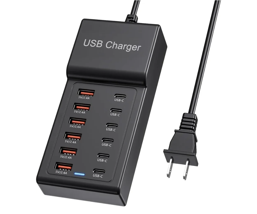Multi USB Charger, USB C Charging Block Station, 50W 12 Port Multiple USB C Power Strip USB Hub Compatible with iPhone 16 Pro Max/15/14/13/12/11, iPad, Tablets, Samsung Galaxy S25/S24, Pixel