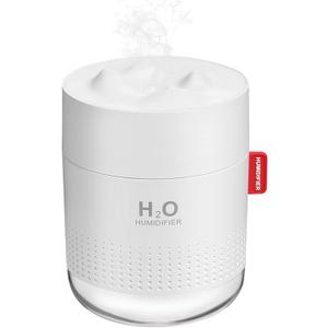 Portable Mini Humidifier, 500ml Small Cool Mist Humidifier, USB Personal Desktop Humidifiers for Baby Bedroom Travel Office Home, Auto Shut-Off, 2 Mist Modes, Super Quiet, White