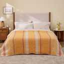 100% Cotton Boho Throw Blanket for Home Decor – Classic Farmhouse Quilt Bedding, Muslin Blankets for Adults, Vintage Woven Decorative Blanket for Couch, Bed Layering Use, Bohemian Stripe, 50"x60"