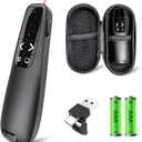 Presentation Clicker with Case Storage: Wireless Presenter Remote: Red Laser Pointer Computer Clickers, USB C PowerPoint PPT Clicker for Mac Laptop, Slideshow Google Slide Advancer