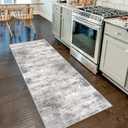 IOHOUZE Abstract Runner Rug 2x7 Ft Washable Runners for Hallways, Non Slip Kitchen Runner Printed Faux Wool Entryway Runners Indoor, Modern Abstract Floor Carpet for Hall Kitchen Bedroom, Grey Beige