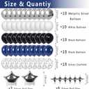 25th Birthday Decorations Set for Him, Navy Blue Silver Black; Includes Birthday Backdrop Banner, Tablecloth, 25 Number Balloons