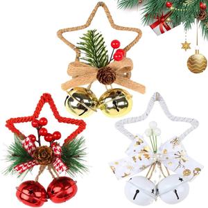 Christmas Decorations 3PCS Christmas Bell Ornaments for Christmas Xmas Tree Decoration Hanging Bells with Star Decor for Christmas Party Home