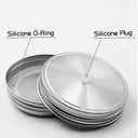6pcs Pack 304 Stainless Steel Wide Mouth Mason Jar Lids with Straw Hole, Including 6pcs Stainless Steel Straws and 1pcs Cleaning Brush, Compatible with Ball & Kerr Mason Jars