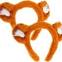 FRCOLOR 2Pcs Tiger Headbands Plush Animals Ears Face Wash Facial Hair Band Funny Ears Hair Hoop Cute Zoo Animals Party Costume for Birthday Party Cosplay Photo Prop