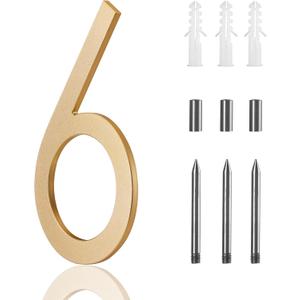 10 Inch Metal House Numbers For outside Gold, Large Address Numbers For House Outside Floating,Large Modern House Numbers For Outside Gold Floating Mount Flush Mount Aluminum Home Address Numbers 6