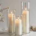 36-Pack White Pillar Candles with Glass Cylinder Vases - Elegant Tall Candle Holders for Weddings, Events, and Home Dcor Centerpieces (36)