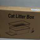 23.5" x 15.7" x 8" Stainless Steel Sifting Litter Box for Pine Pellets, XXL Large Pull-Out Cat Litter Box for Big Cats with High Sides, Metal Cat Litter Pan with Plastic Scoop &10 Urine Pads