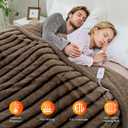 Heated Blanket Electric Queen- 84"x90" Soft Thick Faux Fur Electric Blanket for Sofa with 5 Heat Levels & 10 Hours Auto-Off Overheat Protection, Warm Cozy Gifts, Brown