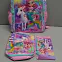 AGSDON 3PCS Mermaid Backpack for Girls, 16" Kids Backpacks Water Resistant with Lunch Box, Bookbag for Elementary Preschool (Fish Uni Rainbow)