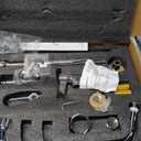 Commercial Faucet with Sprayer, 25 Inch Height Commercial Sink Faucet Wall Mount with 8" Adjustable Center and 12" Add-on Swing Spout & Pull Down Pre Rinse Sprayer