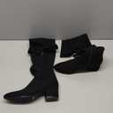 Mtzyoa Women Over The Knee Boots Suede Thigh High Low Block Heel Stretch OTK Walking Comfort (7.5, Black/2 Inch Heel)