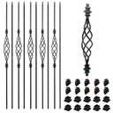 1/2" Square Iron Balusters - Hollow Metal Spindles with Slender Basket-10p