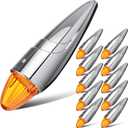 13 x 17 LED Chrome Truck Roof Lights Amber Torpedo Cab Marker Roof Running Top Lights Assembly Heavy Duty Trucks Replacement for Peterbilt/Freightliner/Mack Amber Lens