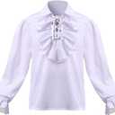 GRACEART Boys Medieval Pirate Shirt Renaissance Colonial Shirt for Kids white 12 (White, S)