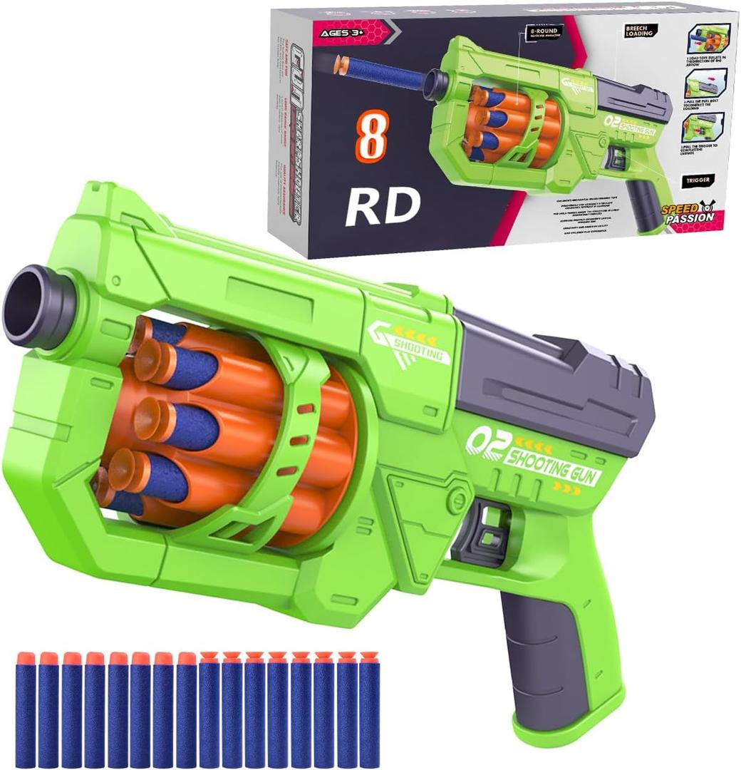 RD-8 Toy Blaster Gun Set, Foam Darts Fit for Nerf Guns for Kids Ages 8-12, Long Range Rotating Barrel, Fun Indoor & Outdoor Shooting Game, Gift for Boys Ages 5 6 7 8 9 10 12 (Neon Green) RD-8 Toy Blaster Gun Set, Foam Darts Fit for Nerf Guns for Kids Ages 8-12, Long Range Rotating Barrel, Fun Indoor & Outdoor Shooting Game, Gift for Boys Ages 5 6 7 8 9 10 12 (Neon Green)