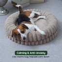 BALANCE Luxury Donut Dog Bed, 30 Inches Round Dog Bed Medium Size Dogs Washable, Orthopedic Calming Dogs Bed for Pets with Anti-Slip Bottom, Oatmeal