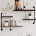 Industrial Pipe Shelving Wall Mounted, Rustic Floating Shelves Wall Shelf Unit Bookshelf Hanging Wall Shelves,Farmhouse Kitchen Bar Shelving (Vintage)