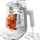 Hot Electric Kettle with Tea Infuser and Temperature Control, 1.5L Stainless Steel Tea Maker & 1200W Rapid Boiling, Programmable Control for Coffee and More, White