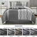 California King Comforter Set, Grey, 7 Pieces in a Bag, Ultra Soft Jacquard with Solid Piecework, Luxury Bed Set with Comforters, Bed Skirt, Pillow Shams and Decorative Pillows