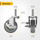 HOLKIE Caster Wheels 3 inch Locking Casters Set of 4, Threaded Stem 3/8" -16 x 1-1/2" (Diameter 3/8", Length 1-1/2") Swivel Heavy Duty Castors Gray