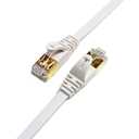 75FT - CAT7 10 Gigabit Ethernet Ultra Flat Patch Cable for Modem Router LAN Network, Gold Plated Shielded RJ45 Connectors, Faster Than CAT6a CAT6 CAT5e, White (75 FT, White - Flat)