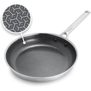 GreenPan Hybrid 10 Nonstick Stainless Steel Frying Pan, APEX Tri-Ply Thermobond PFAS-Free Ceramic Skillet, Induction & All Cooktop Compatible, Oven Temp to 850F, Dishwasher Safe, Silver