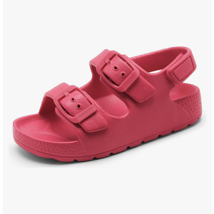 INMINPIN Toddler Boys Girls Buckle Sandals Comfort Open Toe Sandal with Adjustable Back Strap, Pink, Size 8, 2 Pack