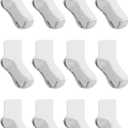 Hanes Boys Socks, Double Tough Cushioned Ankle And No Show, 12-pair Packs Athletic-socks, Ankle - White/Grey Bottom - 12 Pack, Large US
