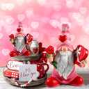 7.1"x5.1" Larger Valentines Day Gnome - Valentine's Day Decor Gifts Pink Resin Gnomes for Home Table Ornaments Sweet Valentines Day Gifts for Him Her