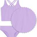 Kanu Surf Girls Waverly UPF 50 Beach Sport Criss-Cross Tankini (M)