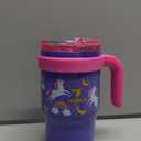 REDUCE 14 Oz Coldee Kids Tumbler with Lid and Straw - Coldee Insulated Travel Mug - Spill-Proof, Sweatproof Stainless Steel, BPA-Free - Includes Handle, Reusable Silicone Straw - Unicorn Magic
