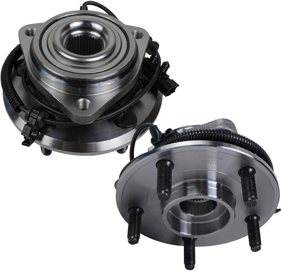 Autoround 513272 [2-Pack] Front Wheel Hub and Bearing Assembly Compatible with 2007-2010 Jeep Wrangler, Both Driver Passenger Side, 5-Lug w/ABS