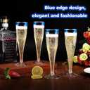 100 Pack Plastic Champagne Flutes, 4.5 oz Disposable Champagne Glass, Clear Plastic Cups, Toasting Glasses for Wedding, Party, Birthday, Cocktail Cups(Blue)