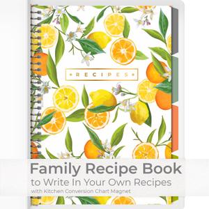 Recipe Book to Write in Your Own Recipes | Handy Kitchen Conversion Chart Magnet Included | Store 220 Recipes, 30 Ring Binder with 8 Dividers | Perfect Family Recipe Journal