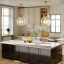 TOCHIC Glass Pendant Light Fixtures, 3 Lights Modern Farmhouse Kitchen Pendant Lighting Over Island, 13.3" D Large Hammered Glass Gold Chandelier for Bedroom, Living Room, Dining Room, Foyer, Hallway