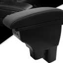 Car Armrest Box for Honda Fit Jazz Hatchback 2009-2013 Accessories Storage Center Console Double Layer with 3 USB Ports Armrest Organizer Box Black Stitching