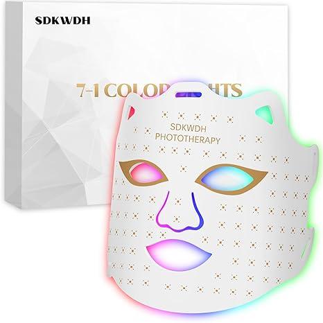 Red Light Mask for Face, 7-1 Colors Facial Care Mask, 850nm Infrared & Red Light Masks, Ergonomic Design for Home & Travel, White