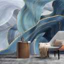 Gilding Marble Blue wall Mural Wallpaper for Bedroom 137" x 100"(Not Peel and Stick) No.49, 137" x 100"