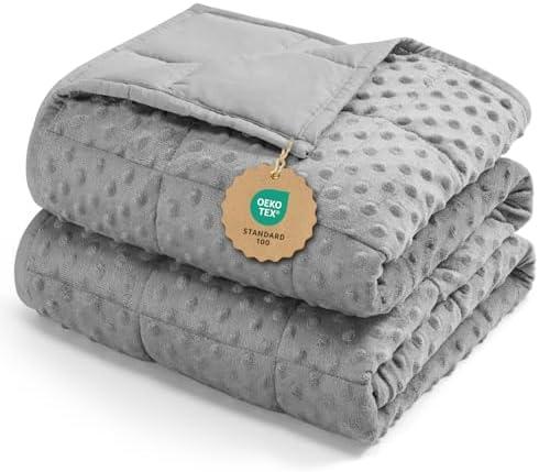 Kivik Breathable Weighted Blanket for Adults, Ultra Soft Minky Dot Heavy Blankets, Reversible Cooling and Warm Blanket for All Seasons, Machine Washable, Grey