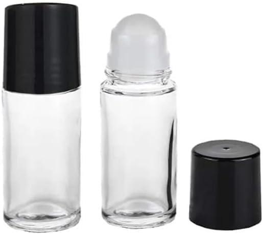 2 Pcs Black Clear Empty Glass Essential Oil Roller Bottles Vials Containers Refillable Roll-on Bottles with Funnel 30ML Refillable Cosmetic Containers Roller Accessories, (ZS284)