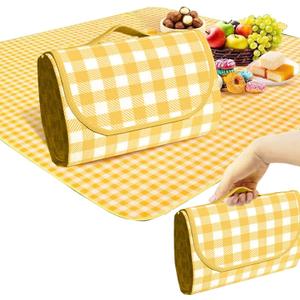 Generic 1 Foldable Picnic Blanket Large Size 80 ""x 80"" Family Outdoor Camping Dinner for 8 People can sit 40 ""x 60"" Couples Exclusive mat, (80 ""80 ""), Yellow